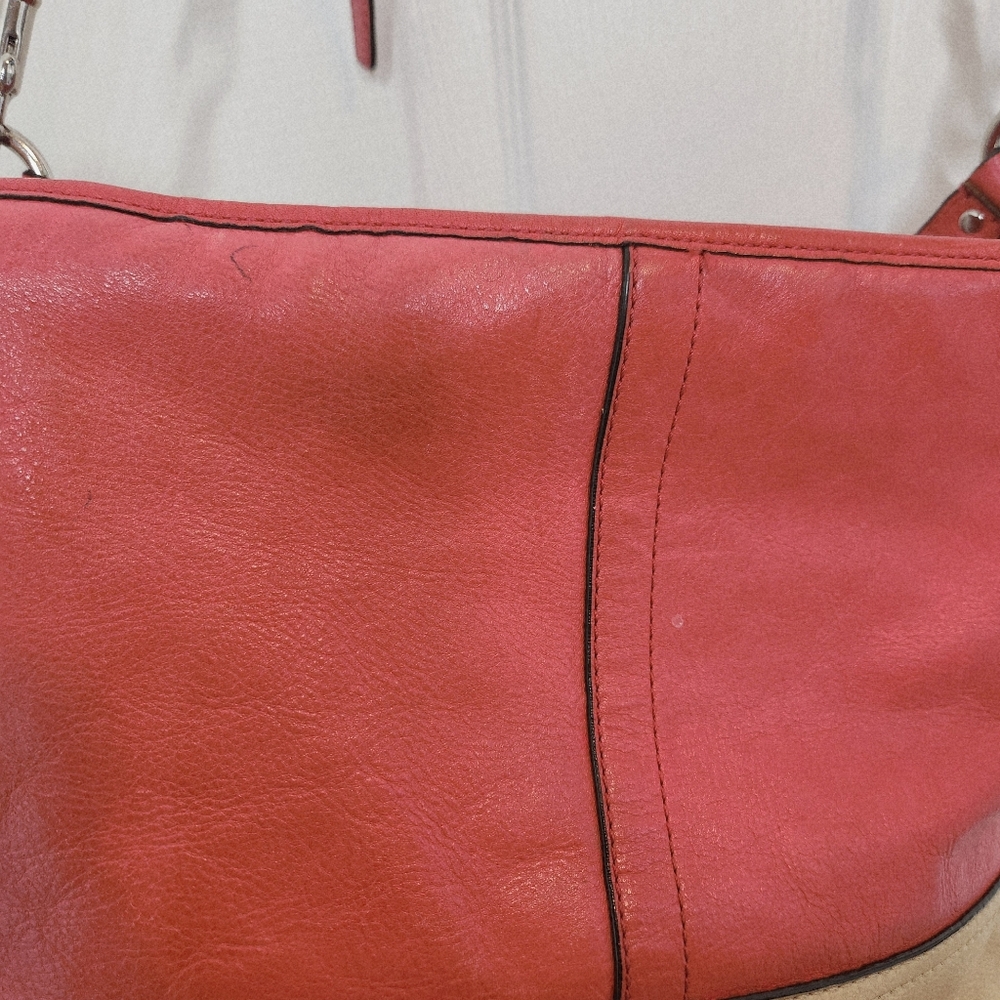 Coach Hampton Coral Pink Leather Shoulder Crossbody Bag Purse 19393 - Picture 6 of 16